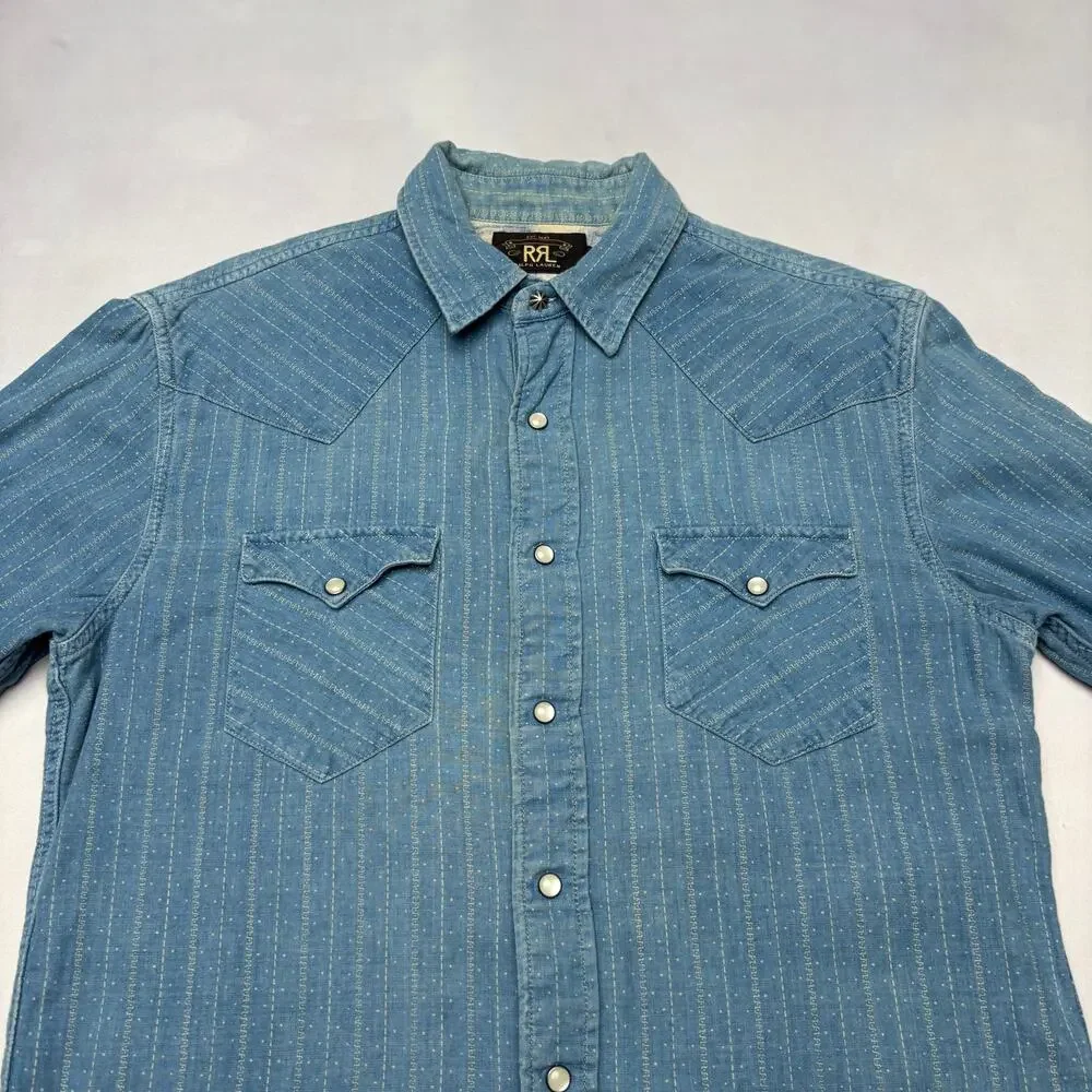 RRL Double RL Ralph Lauren Striped Plaid Lined Snap Shirt Men's M Southwestern - Picture 2 of 11